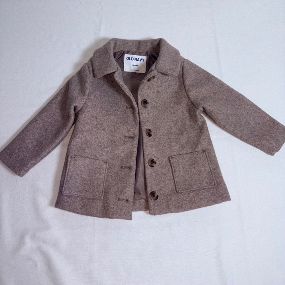 Old Navy Pea Coat 18-24 month Brown Fleece Button Front Outerwear Jacket